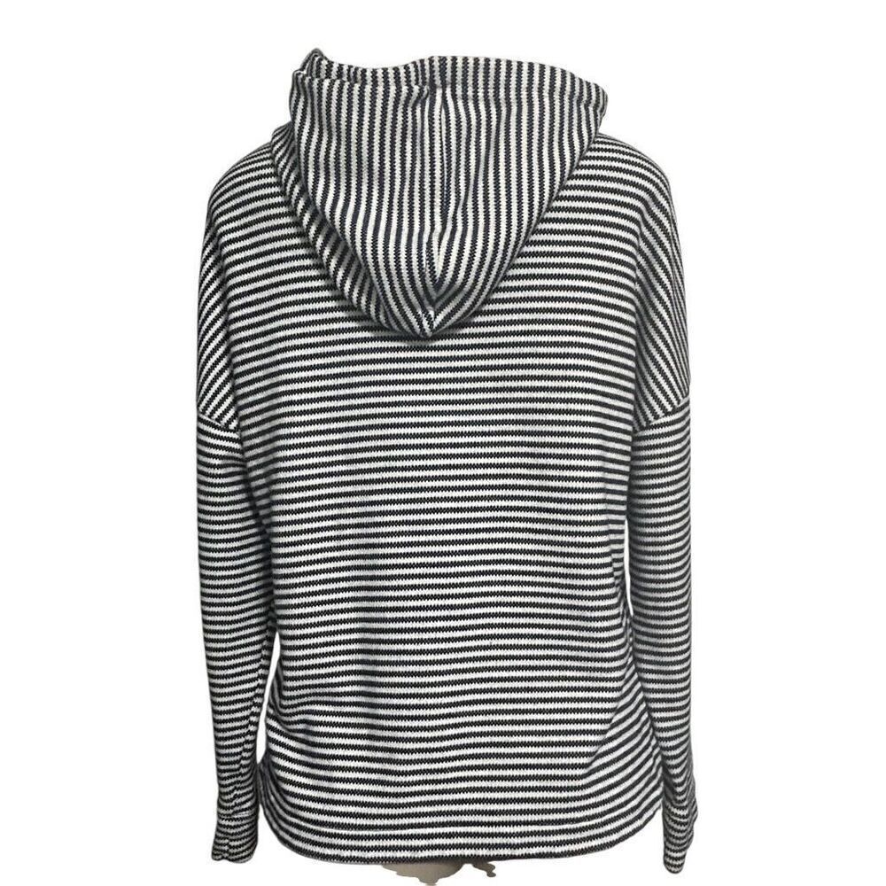 A New Day Hooded Jacket Women's Size X Blue White & Striped Pullover Cotton Knit - Picture 8 of 14